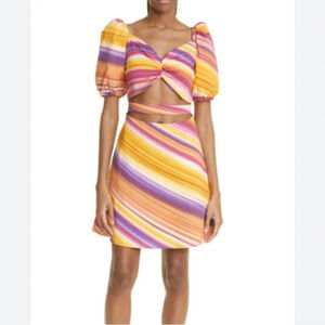 NWT Autumn Adeigbo Alyssa Dress Orange and Purple Stripe Size 0